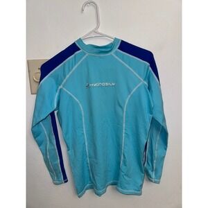 NRS Hydrosilk Long Sleeve Rash Guard Blue UPF 50+ Swim Shirt Small (E)